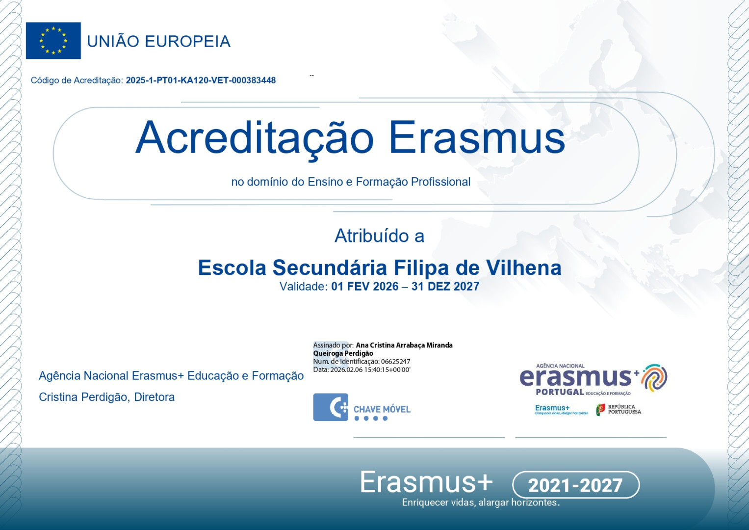 Escola Secundária Filipa de Vilhena Acreditada no Programa Erasmus+ (2025–2027)